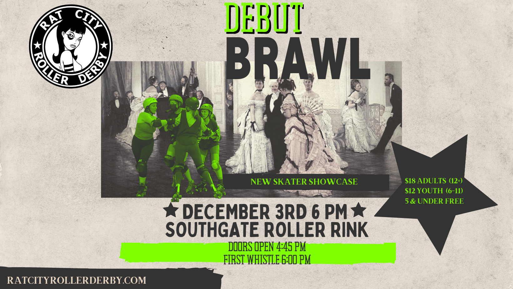 Rat City Roller Derby Debut Brawl Tickets Southgate Roller Rink Seattle, WA Sat, Dec 3