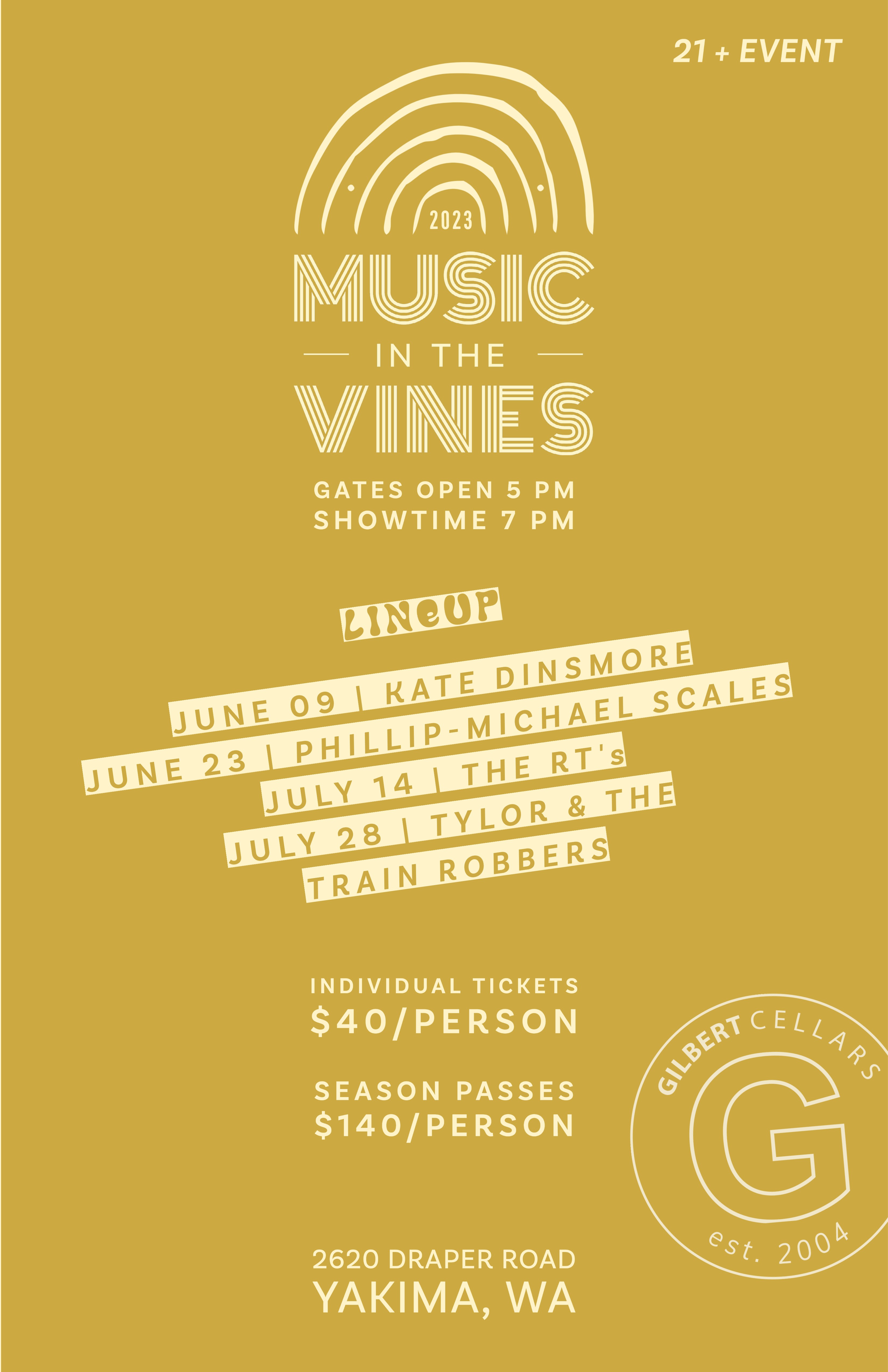 Music in the Vines presents The RT's Tickets Gilbert Cellars Winery